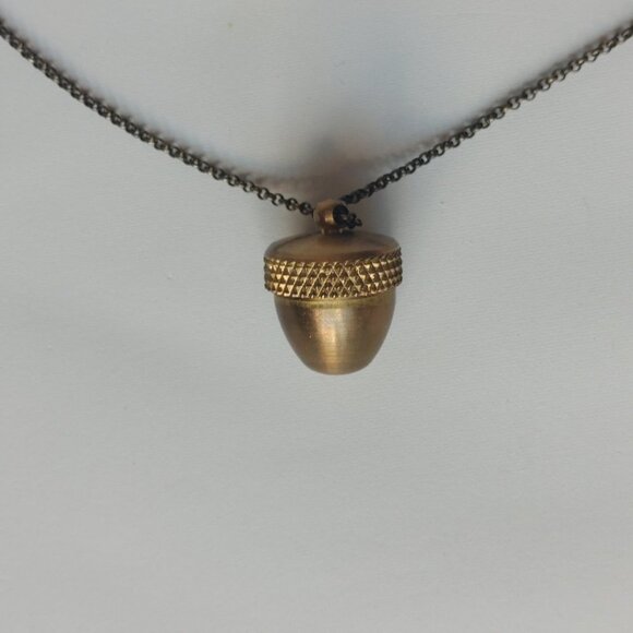 UNIQUE BRASS ACORN LOCKET Necklace Stash Necklace Screw Top ACORN BIKO - Picture 1 of 8